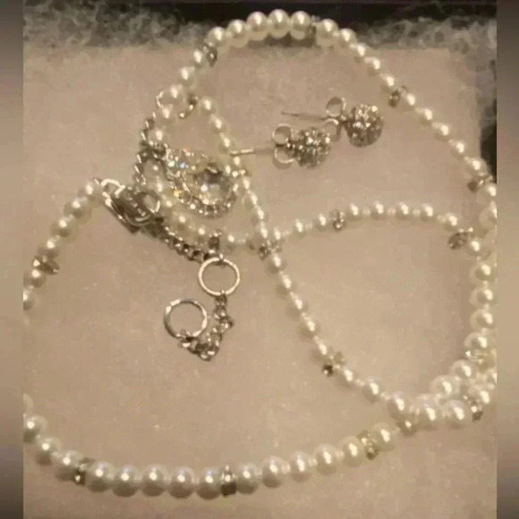 Charter Club Crystal and Faux Pearl Necklace with Matching Earrings - Picture 5 of 5